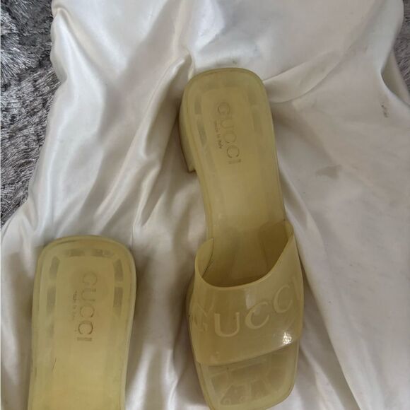 Gucci rubber slide ins shoes logo heels sandals jelly open toe shower slides - Picture 4 of 10